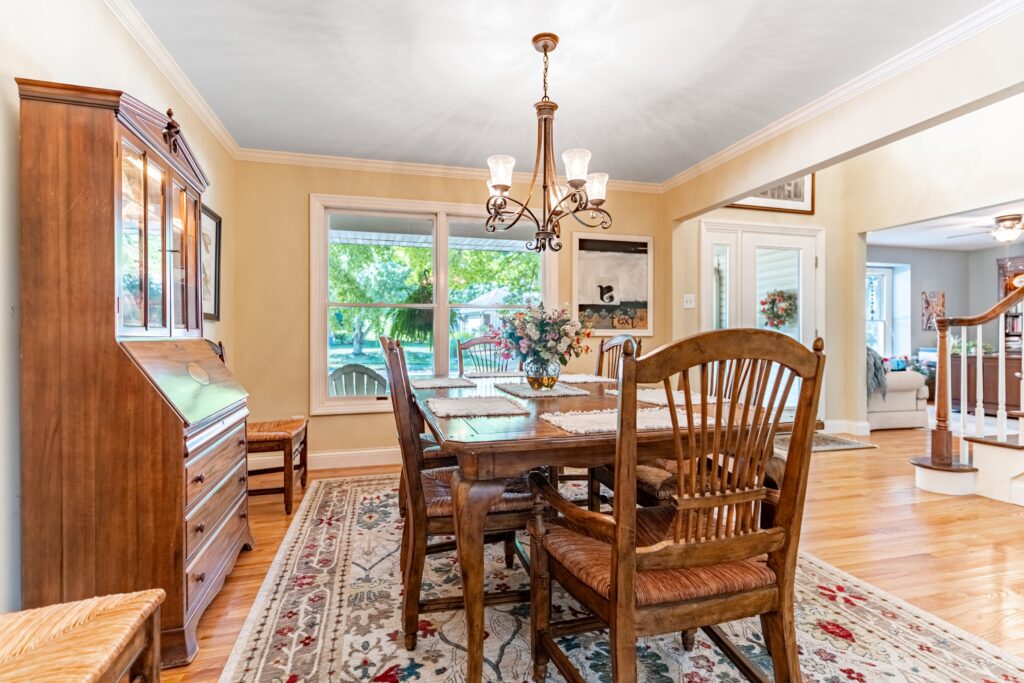 Dining room with a beautiful view out of the window